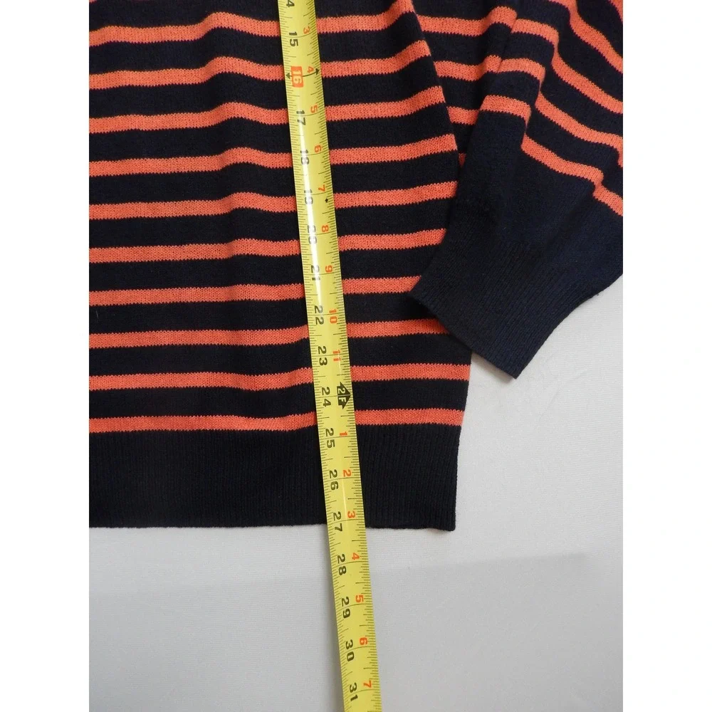 J Crew Men's Navy Orange Striped Crewneck Sweater Pullover Size XL‎